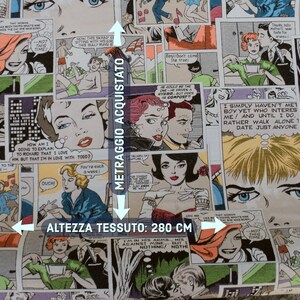 Tessuto Gobelin fantasia fumetto pop art . Per arredamento, rivestimenti e tappezzeria Prezzo per 50 cm immagine 2