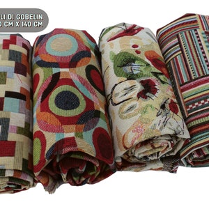 Set di 4 tagli di tessuto Gobelin da arredo, misura 50 cm x 140 cm. Per cuscini, borse, cucito, lavori creativi immagine 1
