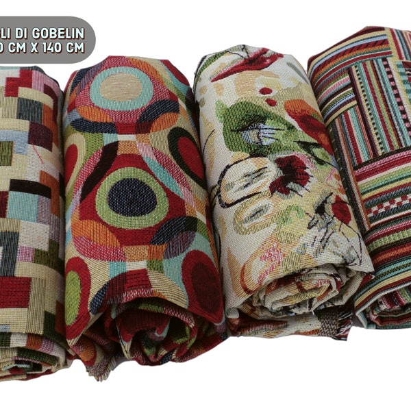 Set di 4 tagli di tessuto Gobelin da arredo, misura 50 cm x 140 cm. Per cuscini, borse, cucito, lavori creativi