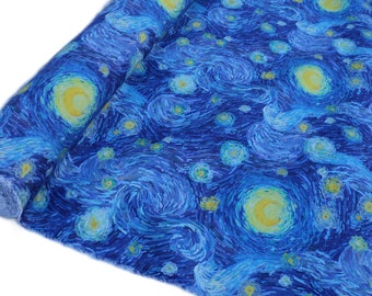 Tessuto a metraggio Panama "Notte stellata di Van gogh" stampa digitale - Prezzo per 50 cm