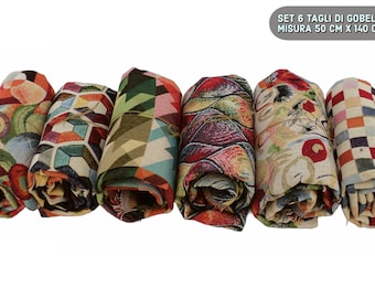 Set di 6 tagli di tessuto Gobelin da arredo, misura 50 cm x 140 cm. Per cuscini, borse, cucito, lavori creativi