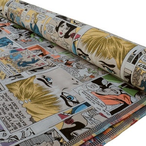 Tessuto Gobelin fantasia fumetto pop art . Per arredamento, rivestimenti e tappezzeria Prezzo per 50 cm immagine 1