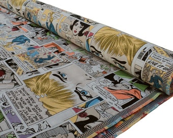 Tessuto Gobelin fantasia fumetto pop art . Per arredamento, rivestimenti e tappezzeria - Prezzo per 50 cm