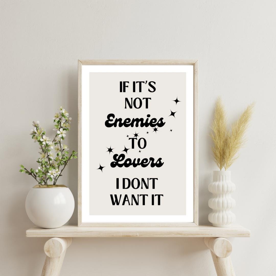 Enemies to Lovers| DIGITAL DOWNLOAD | Bookish Poster | Reader Wall Art ...