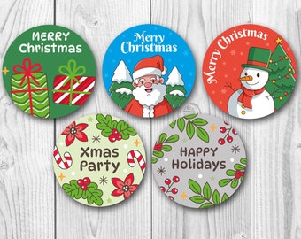 Frohe Weihnachten - Rund | Weihnachtskarte Umschlag Dichtungen | Geschenkanhänger | G1212