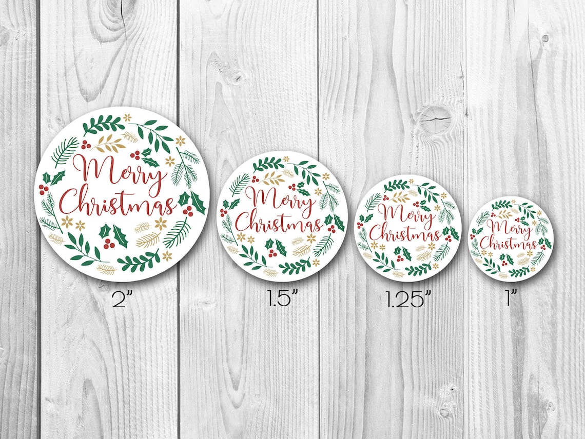 Merry Christmas Card Envelope Seals Gift Tag Stickers Etsy