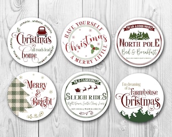 Bauernhaus Weihnachten - Runde | Kartenumschlag Siegel | Geschenkanhänger Sticker | G1190