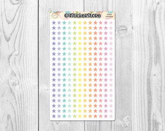 228 Transparent Pastel Colored Stars | Planner Stickers | G1153 | Red Blue Green Orange Yellow Purple