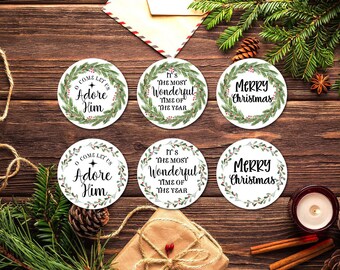 Runder Weihnachtskranz Geschenk Siegel | Grußkarte Briefumschlag Siegel | Matte | G1127