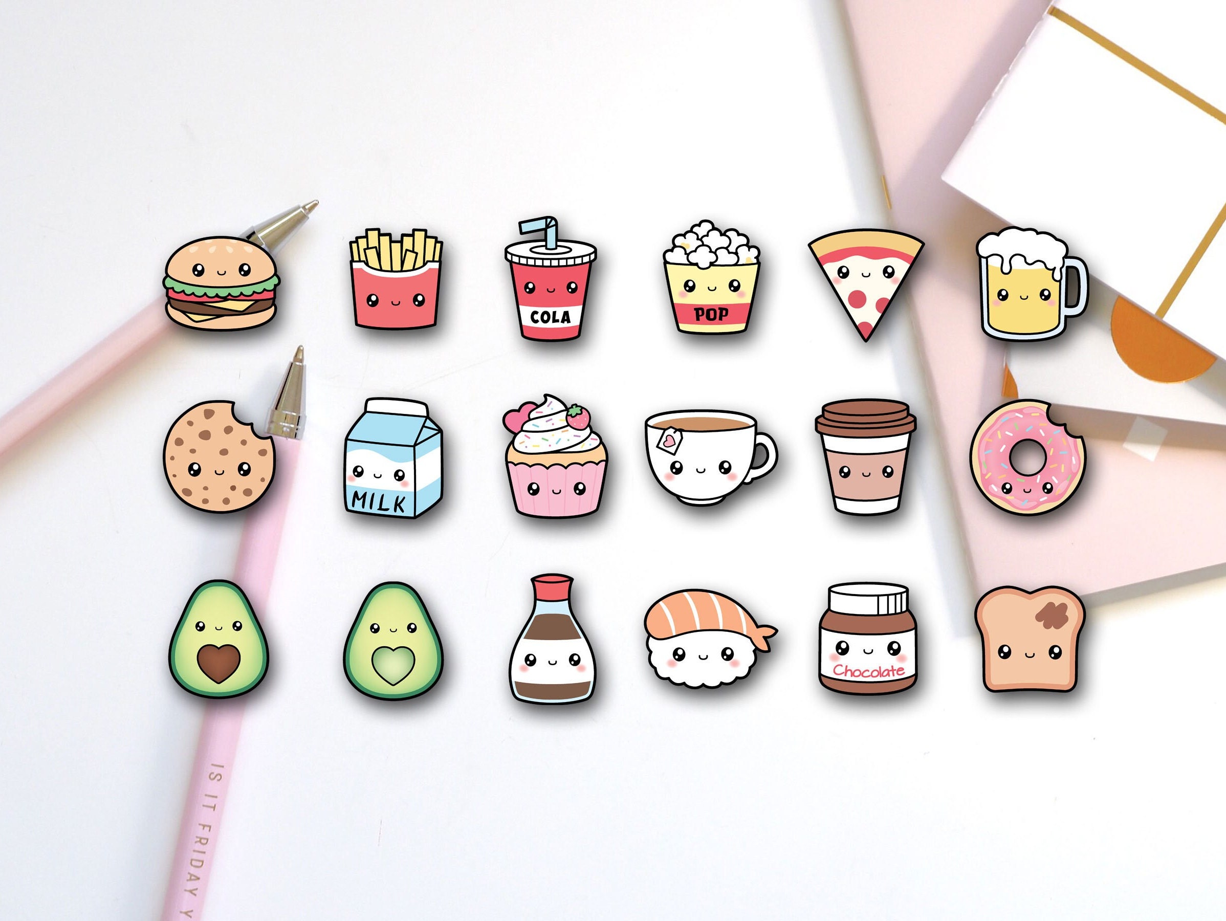 Kawaii Couples Food Stickers Fun Foods Set of 18 G1195 - Etsy