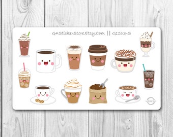 Kawaii Kaffeetasse Aufkleber | Fun Foods | 12 | G1163