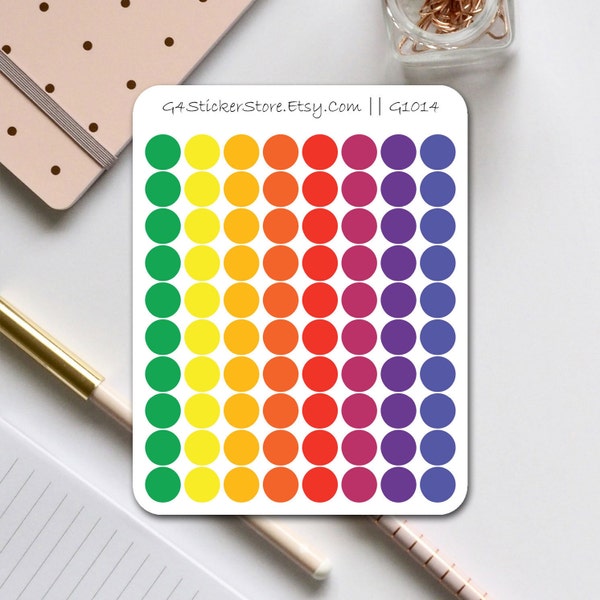80 Transparent Colored Dot Planner Stickers | G1014 | Red Blue Green Orange Yellow