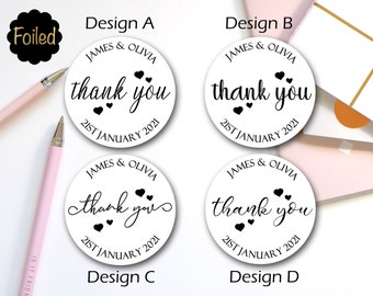 Foiled Wedding Favor Stickers | Elegant Thank You Envelope Seals