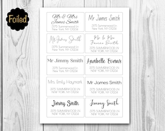 Benutzerdefinierte Gast Adressaufkleber | Foil Hochzeitssticker