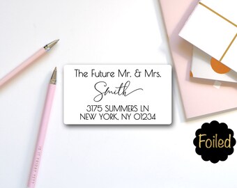 Folierte Hochzeits-Adressaufkleber | Personalisiertes Set von 36