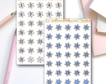 Snowflake Date Planner Stickers | January, Winter (35pc)