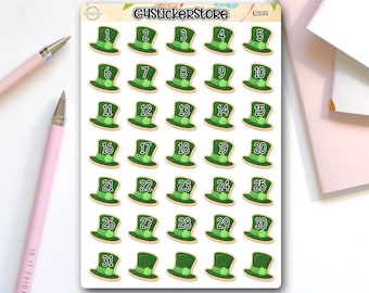 Leprechaun Hats Date Covers Planner Stickers St Patrick's Day Stickers ...