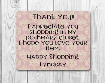 Benutzerdefinierte Dankeschön-Aufkleber | Poshmark Verpackung, Damask Labels