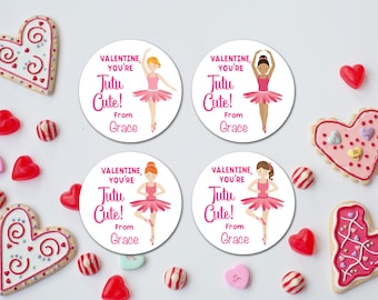 Personalisierte Ballerina Valentine Aufkleber | Tutu Cute Favor Dichtungen