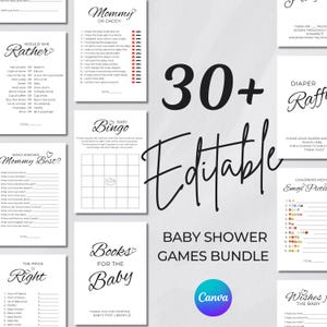 Minimalist Baby Shower Game Bundle, Baby Shower Games Bundle, Edit Download and Print Baby Shower Games Bundle, Customize with Canva