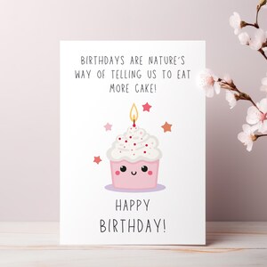 Carte d'anniversaire mignonne de petit gâteau | Carte d'anniversaire numérique drôle | Carte imprimable | Téléchargement numérique 5 x 7 | de voeux d'anniversaire | Téléchargement instantané