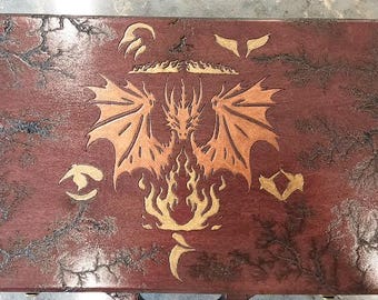 Clanes de Tarkir, temática de dragones, caja multideck Commander, EDH, MTG, Lichtenberg Burns, Magic The Gathering, Tarkir Dragonstorm, grabado láser