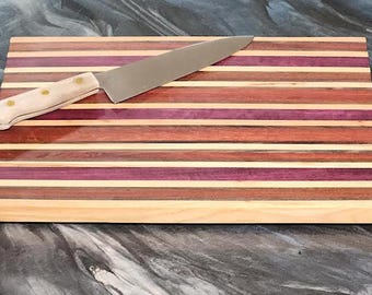 Snijplank met nerven, exotisch hout, paars hart, bloedhout, zwarte walnoot, hickory