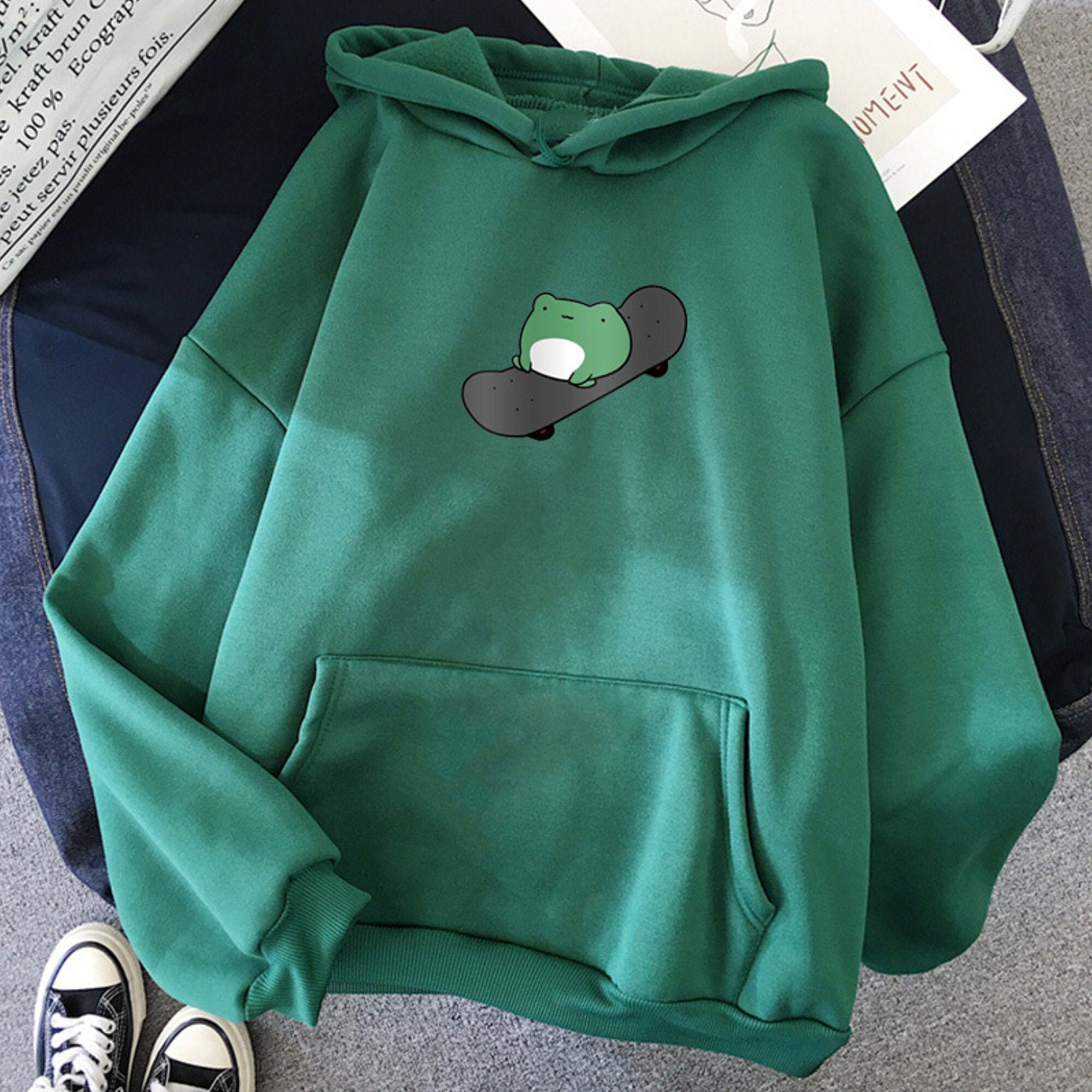 Cute frog skateboard hoodie Unisex hoodie Long sleeve soft Etsy