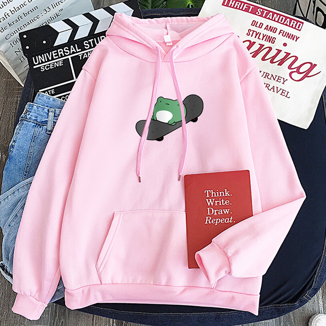 Cute frog skateboard hoodie Unisex hoodie Long sleeve soft Etsy