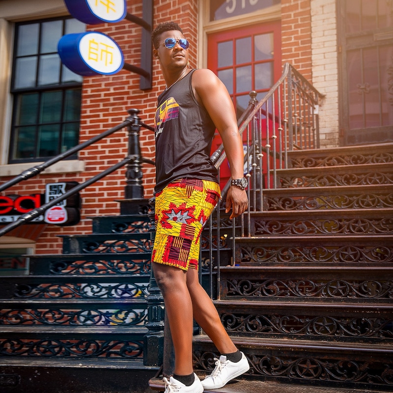 Boys African Printed Short Princeton Orange main image 0