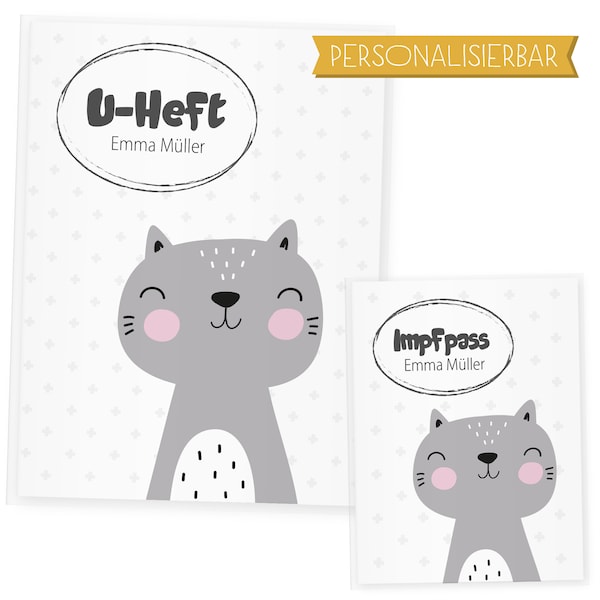 Uheft cover and vaccination passport cover with name, cat