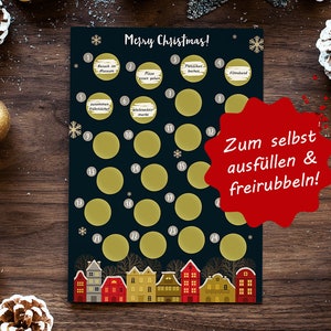 Calendrier de l'Avent à gratter et à écrire soi-même - Calendrier de l'Avent à gratter pour copines, petits amis et couples - Calendrier à gratter A4