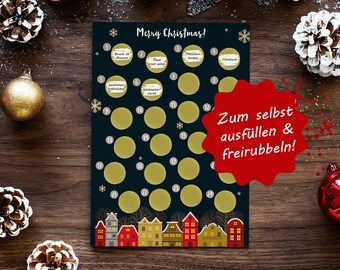 Calendrier de l&#39;Avent à gratter et à écrire soi-même - Calendrier de l&#39;Avent à gratter pour copines, petits amis et couples - Calendrier à gratter A4