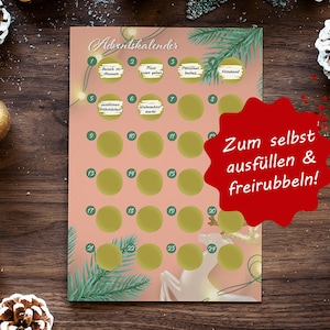 Calendrier de l'Avent à gratter et à écrire soi-même - Calendrier de l'Avent à gratter pour copines, petits amis et couples - Calendrier à gratter A4