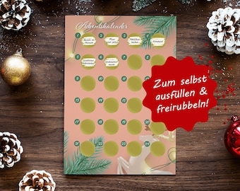 Calendrier de l&#39;Avent à gratter et à écrire soi-même - Calendrier de l&#39;Avent à gratter pour copines, petits amis et couples - Calendrier à gratter A4