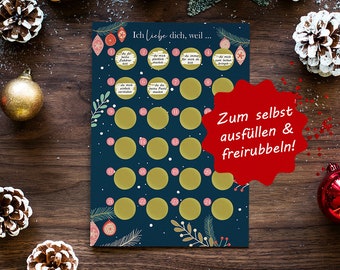 Calendrier de l&#39;Avent à gratter et écrire soi-même &quot;Je t&#39;aime parce que...&quot; Calendrier de l&#39;Avent à gratter pour copines, copains & couples - calendrier à gratter