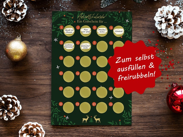 Gift Republic Scratchvent Adventskalender Zum Rubbeln – 24 Aktivitäten, 42 X 59,5 Cm