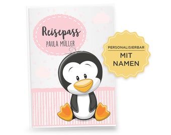 Kinderreisepasshülle personalisiert Pinguin, Reisepasshülle, Reisepass, Schutzhülle