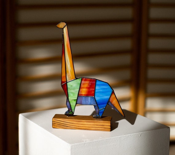 Stained Glass Brachiosaurus Suncatcher: Dinosaur Lover Gift