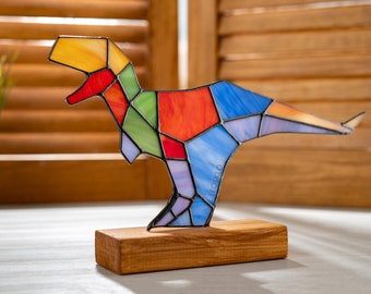Stained Glass Tyrannosaurus Rex Suncatcher: T. Rex Dinosaur Decor