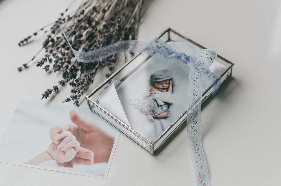 Personalized Newborn Gift Photobox Package for Photo Prints 6x4 Glass Photobox Box for Wedding