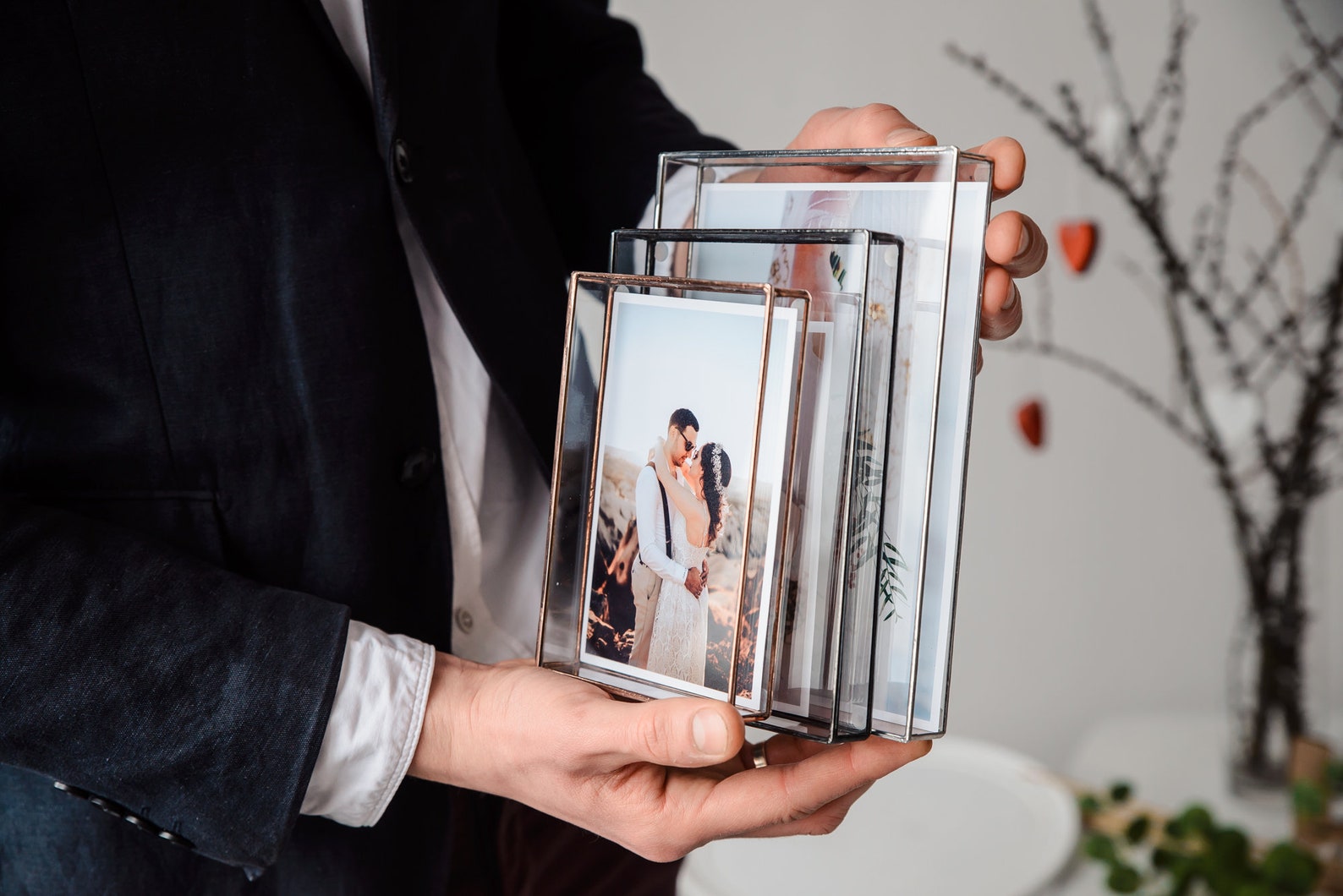 Glass box for photos Copper wedding photobox Package for Etsy