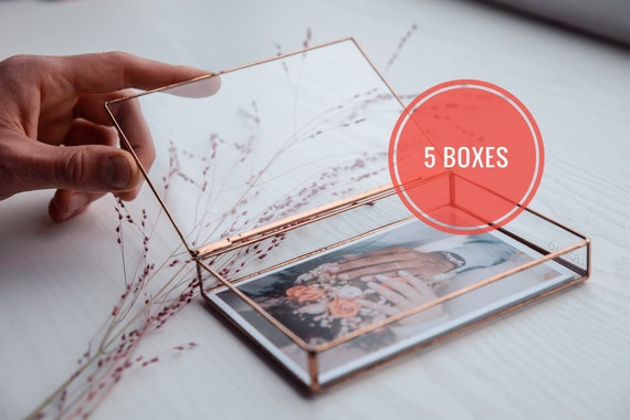 Photo Boxes Set of 5 Boxes for 4x6 Photos Wholesale Glass Box for Wedding  Prints Copper Package for Photo 4x6 Wedding Photopack Keepsake Box 