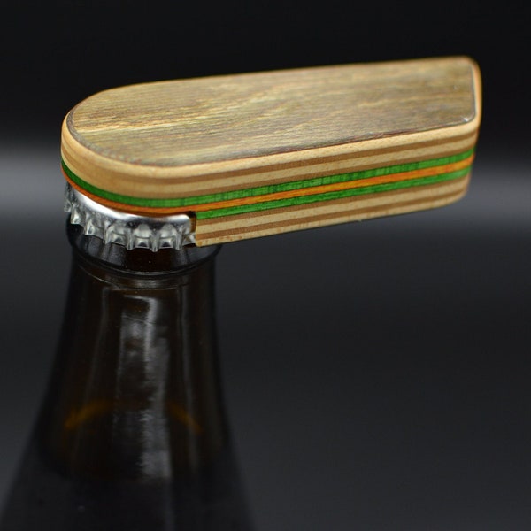 Recycled skateboard bottle opener, Bottle opener for beer geek,  no dent bottle opener, bottle cap collecting