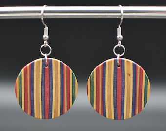 skateboard earrings, wooden earrings, recycled skateboard earrings