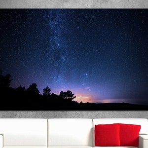 Arte de pared de cielo estrellado, arte de pared de lienzo fresco, arte de pared de lienzo grande, arte de pared para niños, impresión de lienzo