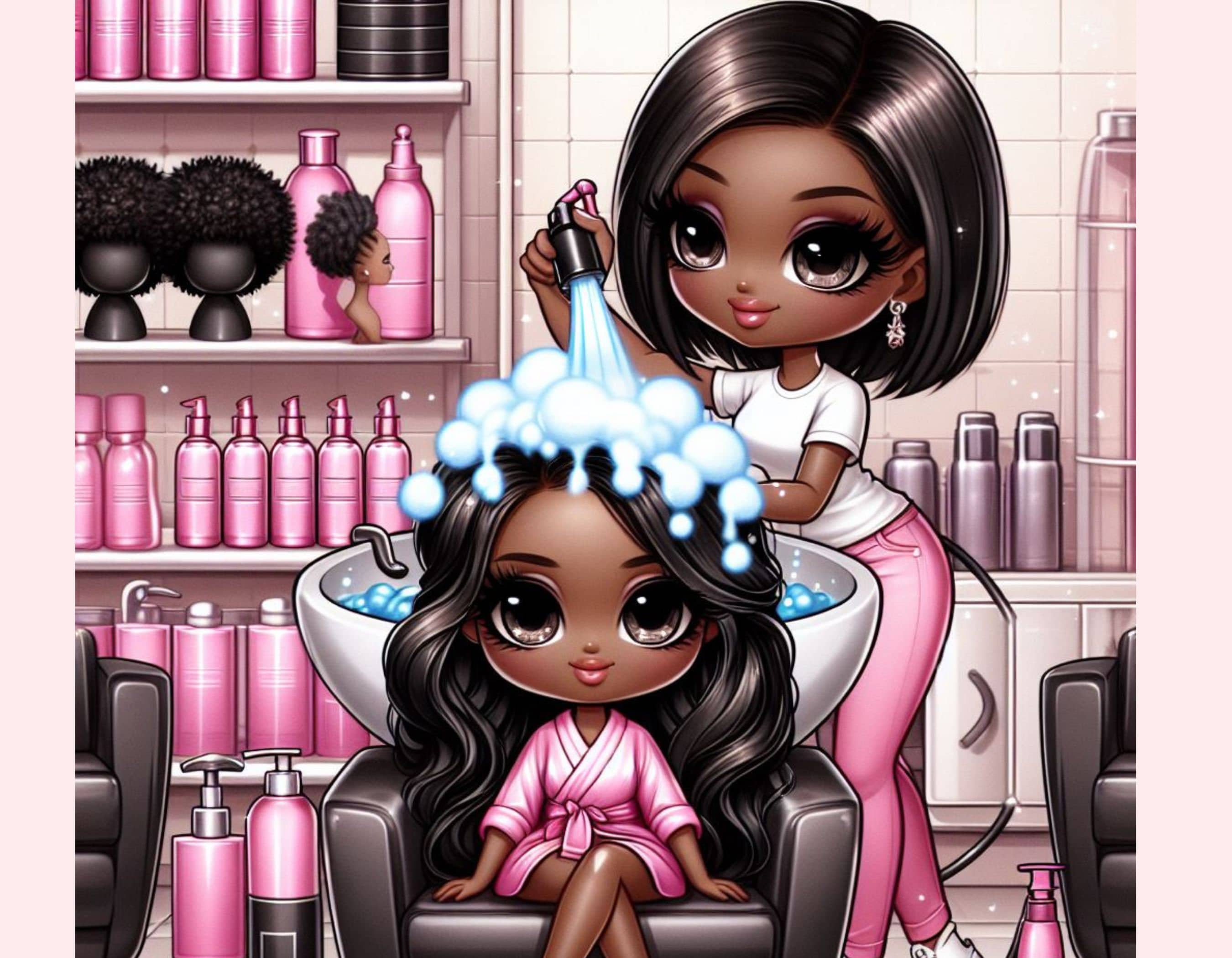 Spa Chibi Chatgpt & Dall-e3 Prompt Guide Chibi Dolls Salon Clipart Prompt Shampoo ...