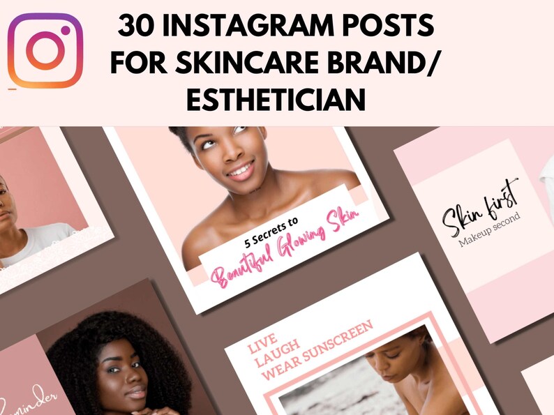 30 Instagram Posts for Busy Estheticians/ Skincare Brands Etsy