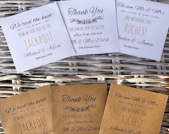 Personalized Wedding Favor Scratch Card Holders: White or Kraft Envelopes