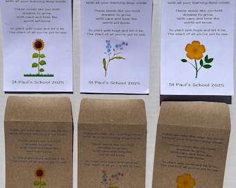 Personalized Exam Seed Packet Gift: Inspirational Poem, Sunflower Seeds